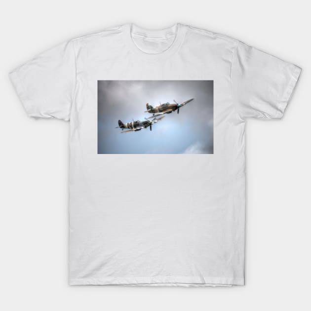 BBMF Spitfire and Hurricane T-Shirt by Nigdaw